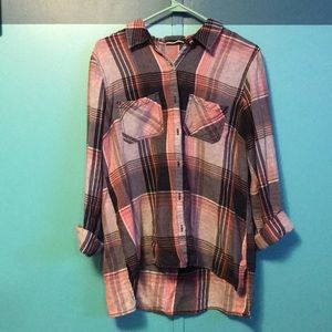 Plaid button down long-sleeve shirt